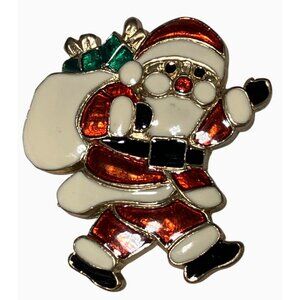 Santa Claus Enamel Vintage Brooch Pin